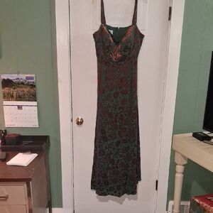 Azazie Green and Brown Floral Dress